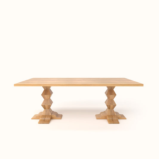 Solid wood dining table with pedestal base