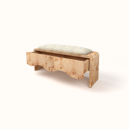 Burl wood bench